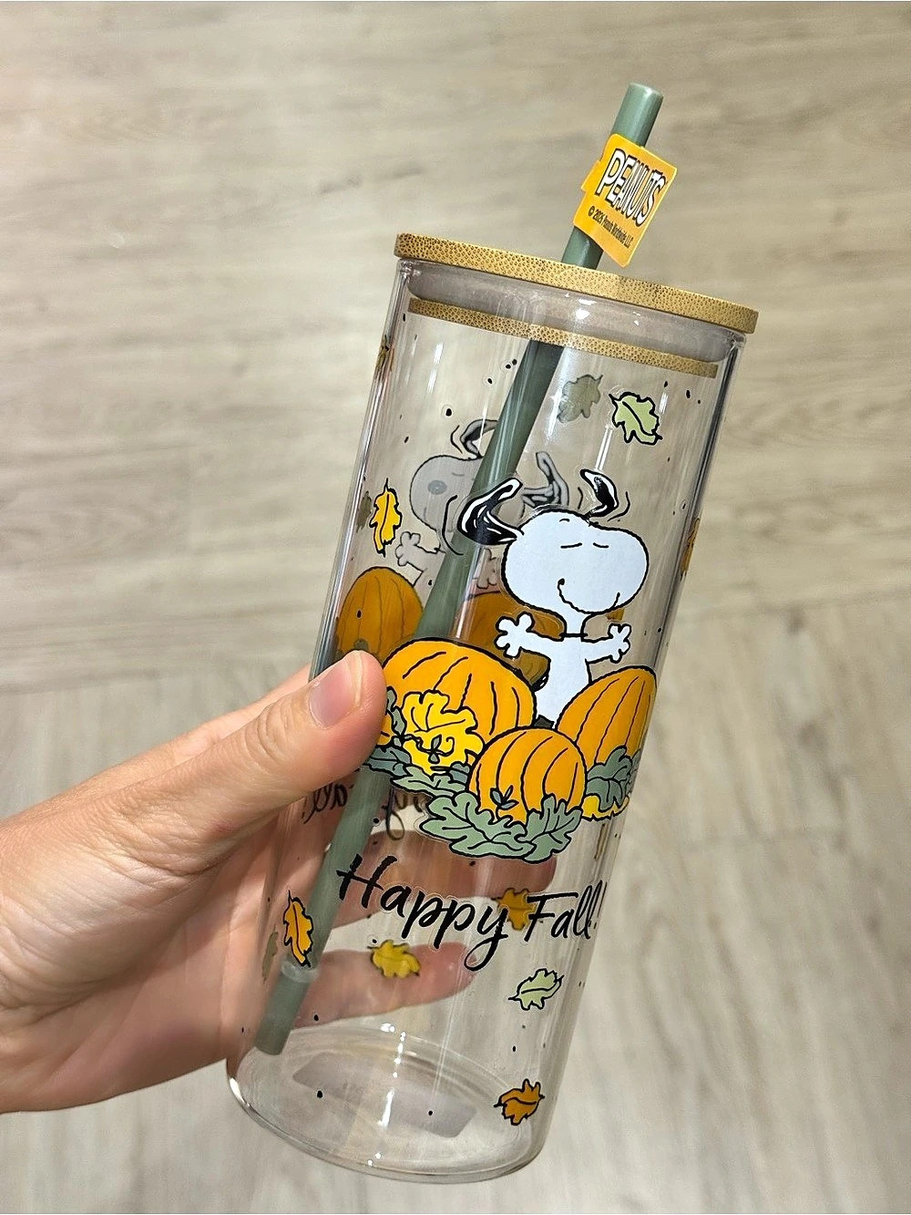 Peanuts Happy Fall Snoopy Tumbler Clear & Orange NWT